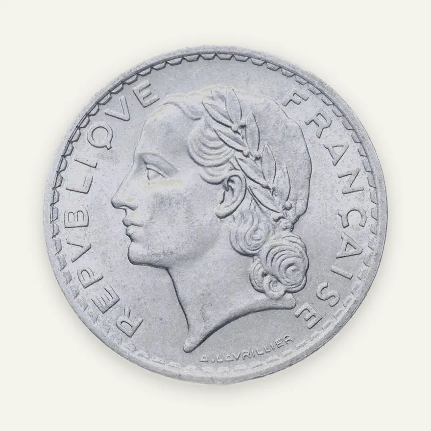 Франция 5 франков (francs) 1950   Без отметки монетного двора, реверс
