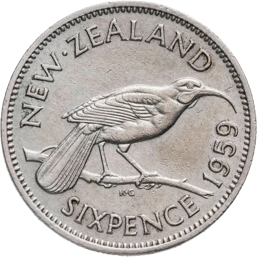 Новая Зеландия 6 пенсов (pence) 1959, аверс