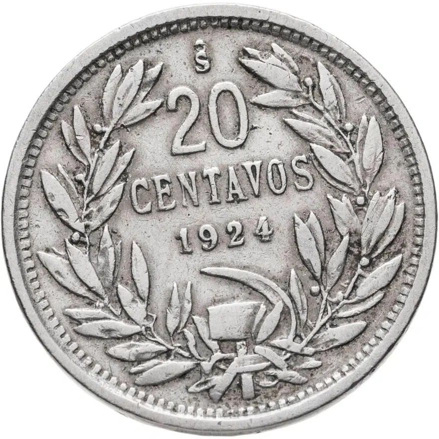 Чили 20 сентаво (centavos) 1924
