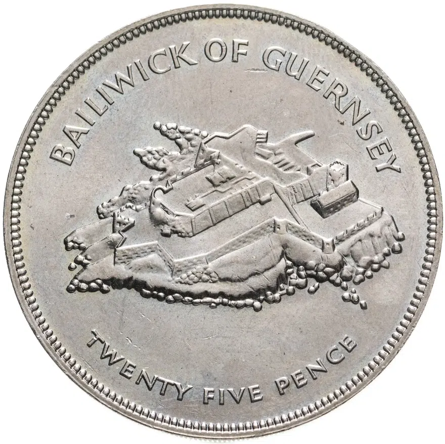 Гернси 25 пенсов (pence) 1977  25 лет правления Королевы Елизаветы II медно-никелевый сплав