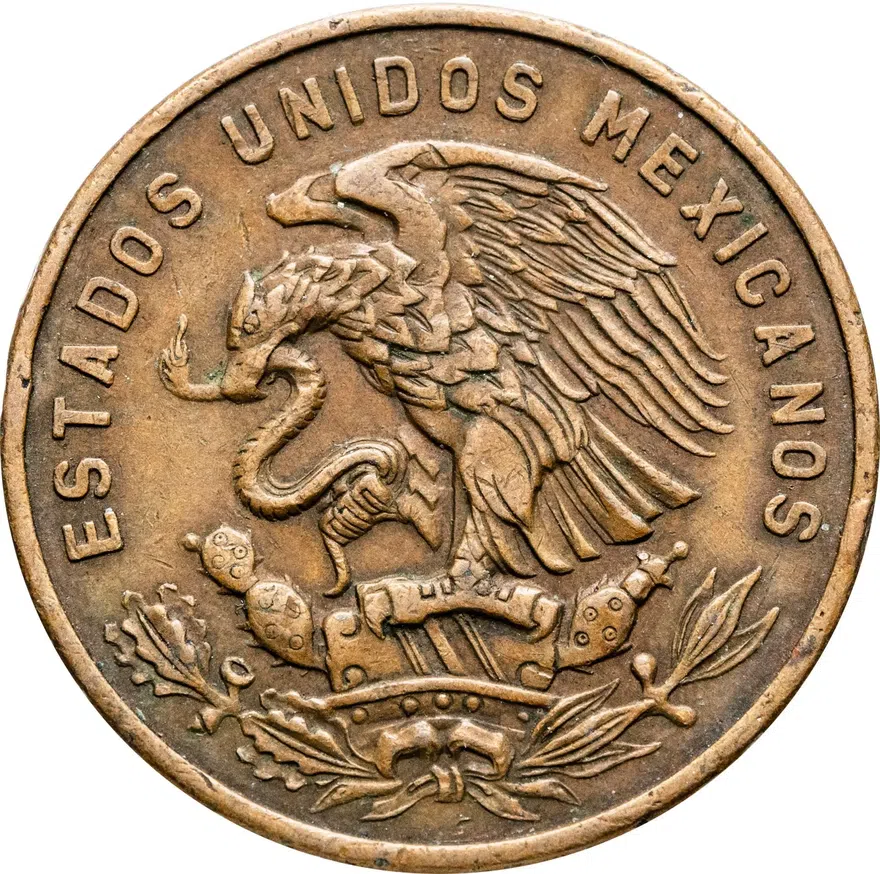 Мексика 20 сентаво (centavos) 1956, реверс