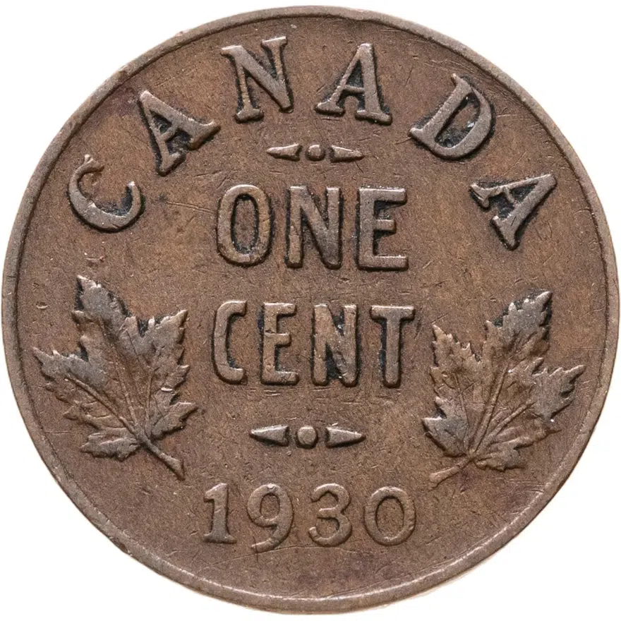 Канада 1 цент (cent) 1930, аверс