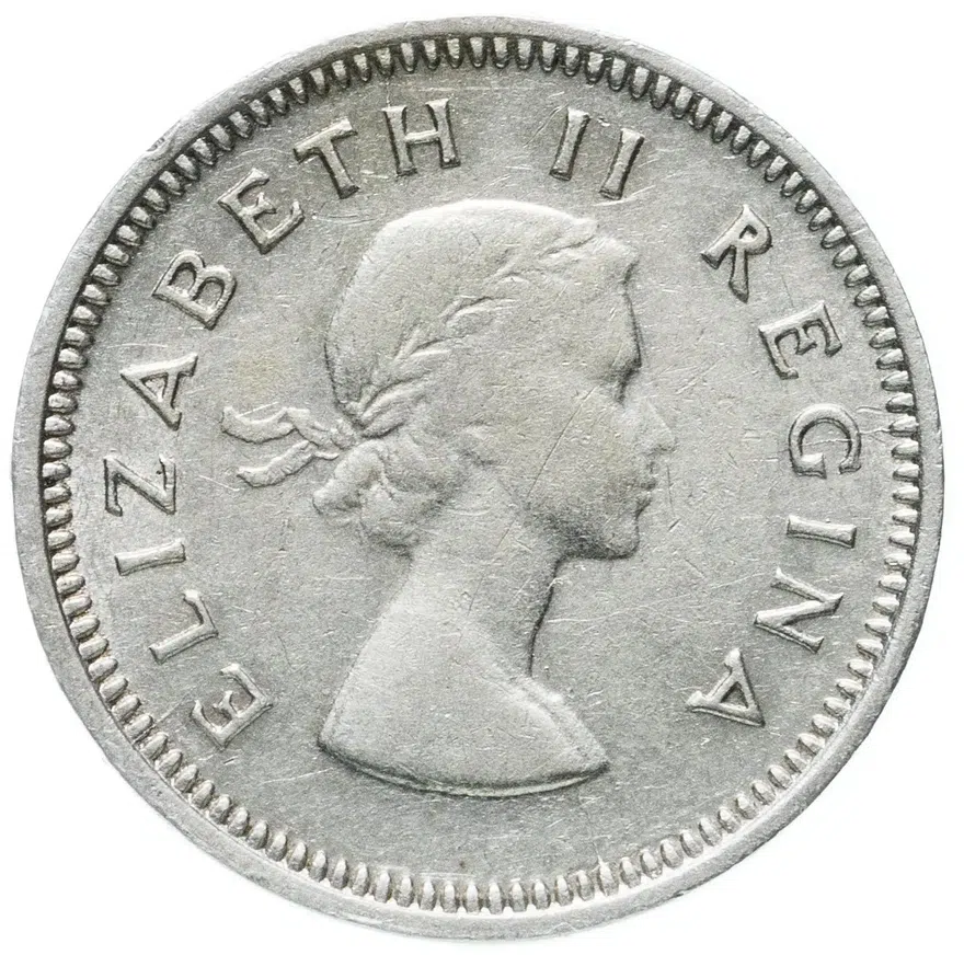 ЮАР 3 пенса (pence) 1959   Без инициалов "KG" на реверсе, реверс