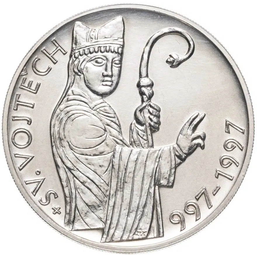 Чехия 200 крон (korun) 1997  1000 лет со дня смерти Адальберта Пражского Ребристый гурт