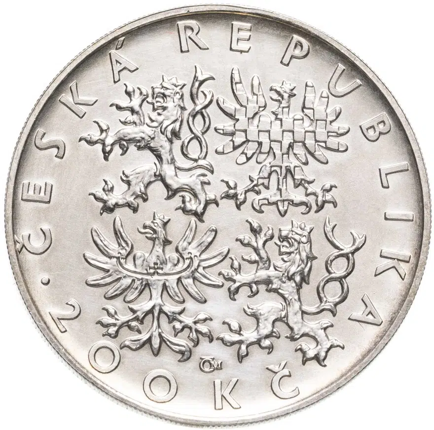 Чехия 200 крон (korun) 1997  1000 лет со дня смерти Адальберта Пражского Ребристый гурт, реверс