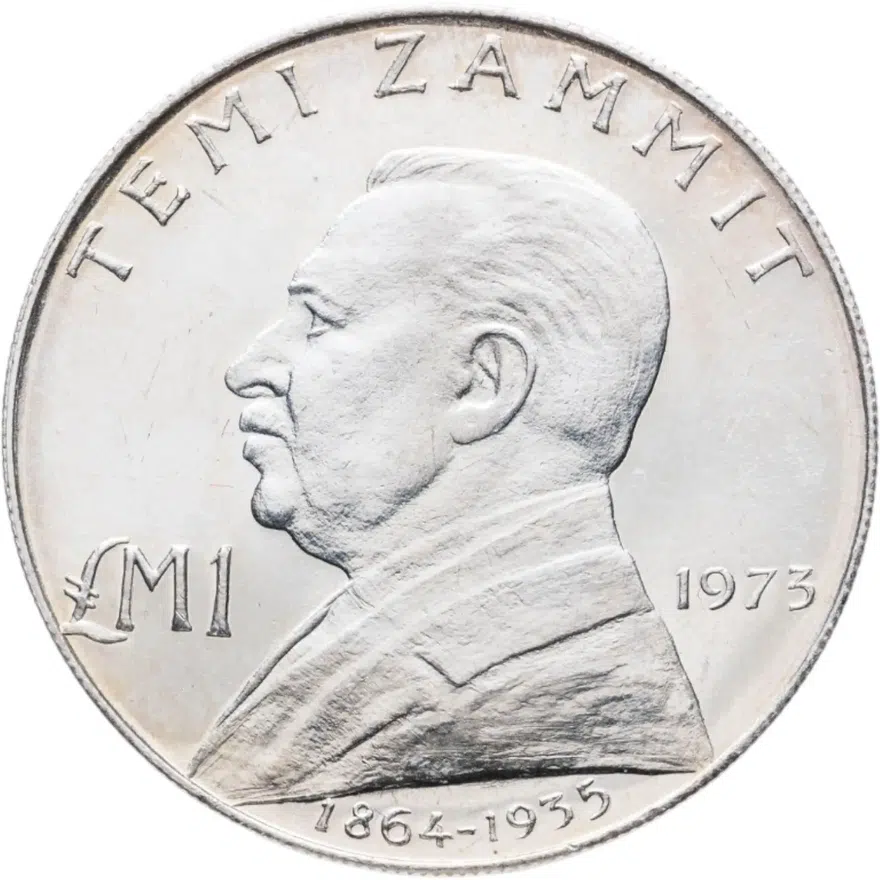 Мальта 1 лира (lira) 1973 Темистоклес Заммит