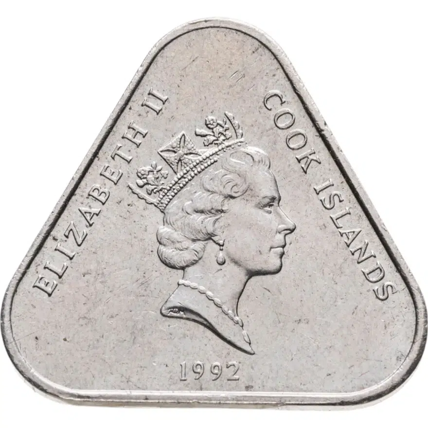Острова Кука 2 доллара (dollars) 1992, аверс