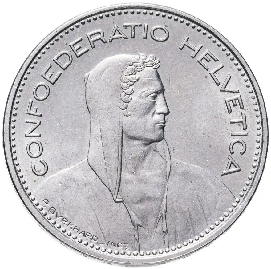 Швейцария 5 франков (francs) 1983, аверс