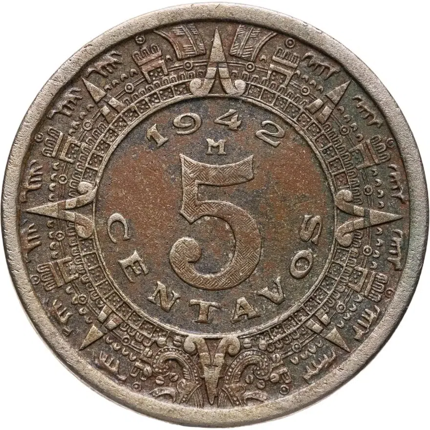 Мексика 5 сентаво (centavos) 1942 Медно-никелевый сплав