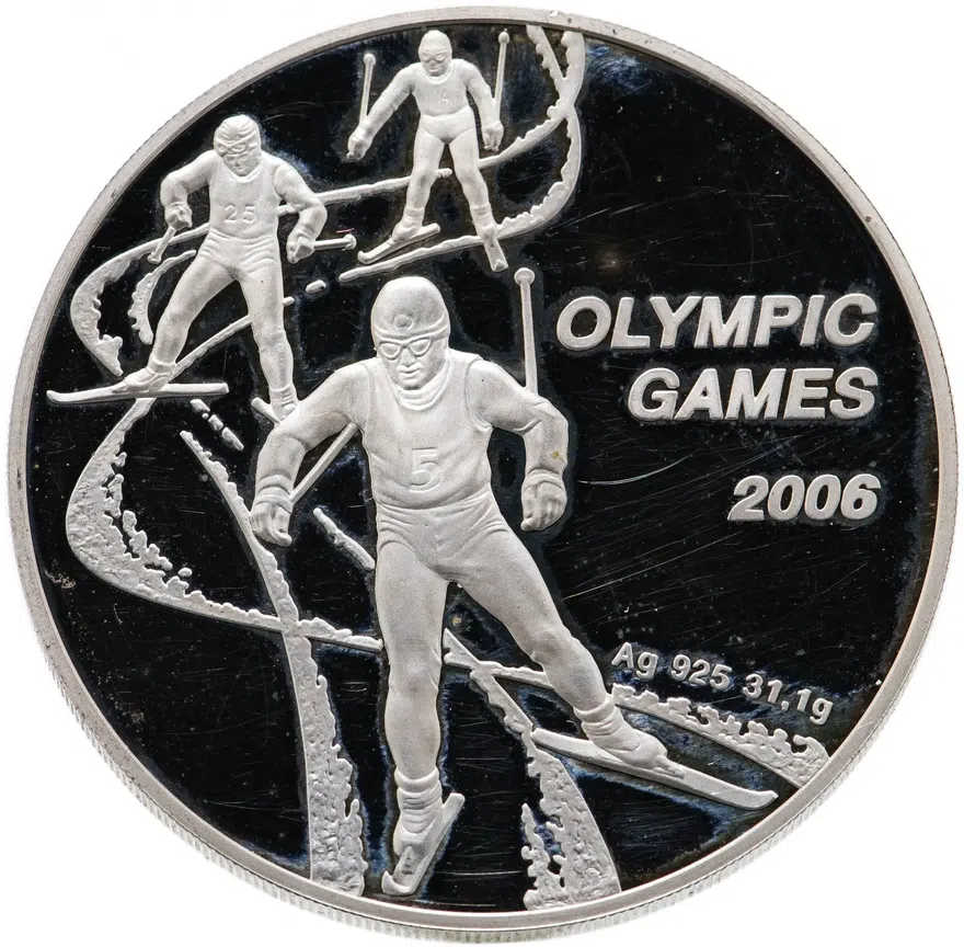 Казахстан 100 тенге 2005  "XX зимние Олимпийские Игры, Турин 2006" в футляре, с сертификатом