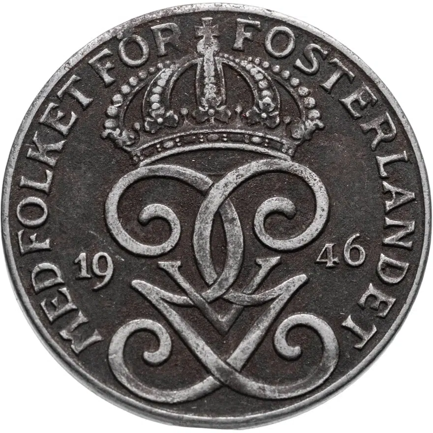Швеция 2 эре (ore) 1946, реверс