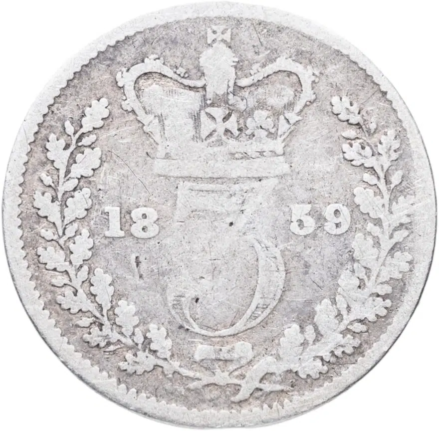 Великобритания 3 пенса (pence) 1859, реверс