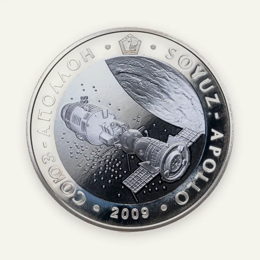 Казахстан 500 тенге 2009 Proof Союз-Аполлон, реверс
