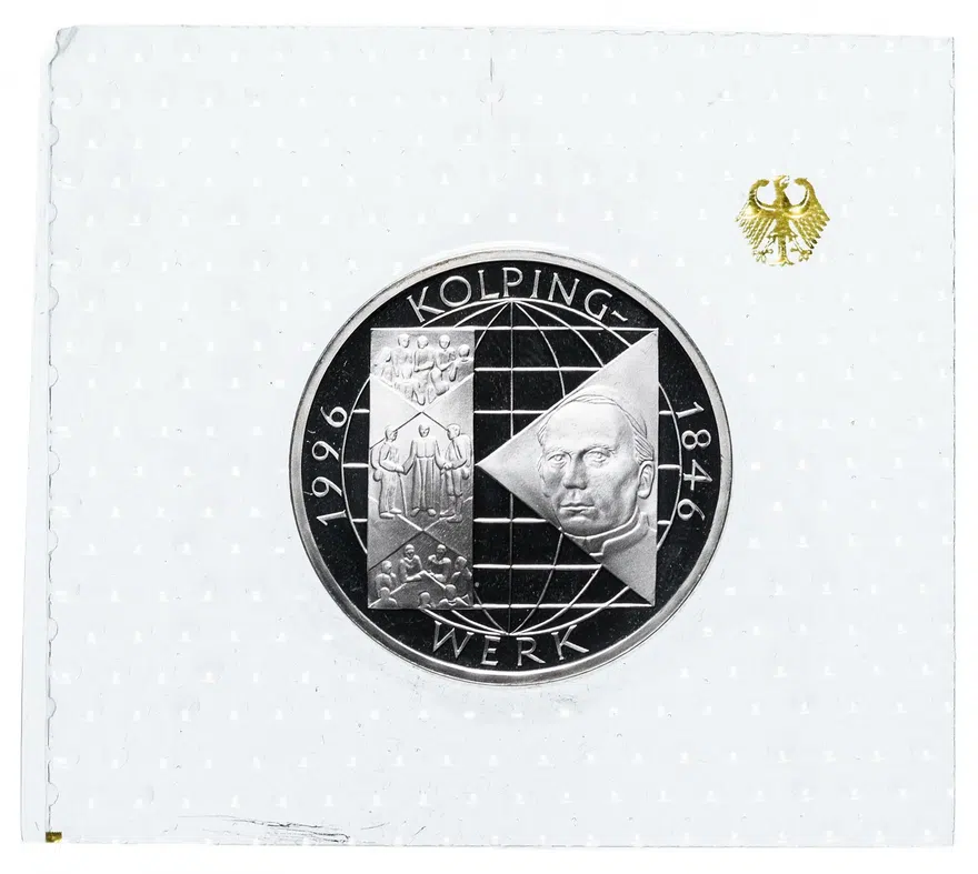 Германия 10 марок (deutsche mark) 1996  150 лет первой католической ассоциации ремесленников А. Колпинга