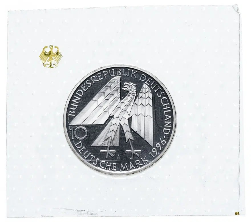 Германия 10 марок (deutsche mark) 1996  150 лет первой католической ассоциации ремесленников А. Колпинга, реверс