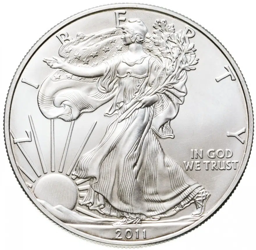 США 1 доллар (dollar) 2011  Американский серебряный орёл Без отметки монетного двора, аверс
