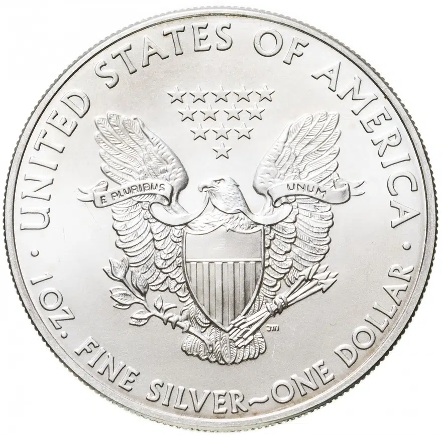 США 1 доллар (dollar) 2011  Американский серебряный орёл Без отметки монетного двора, реверс