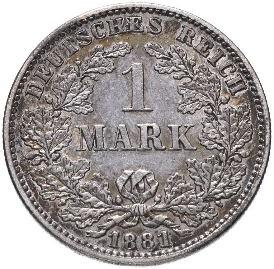 Германская Империя 1 марка 1881 E, аверс