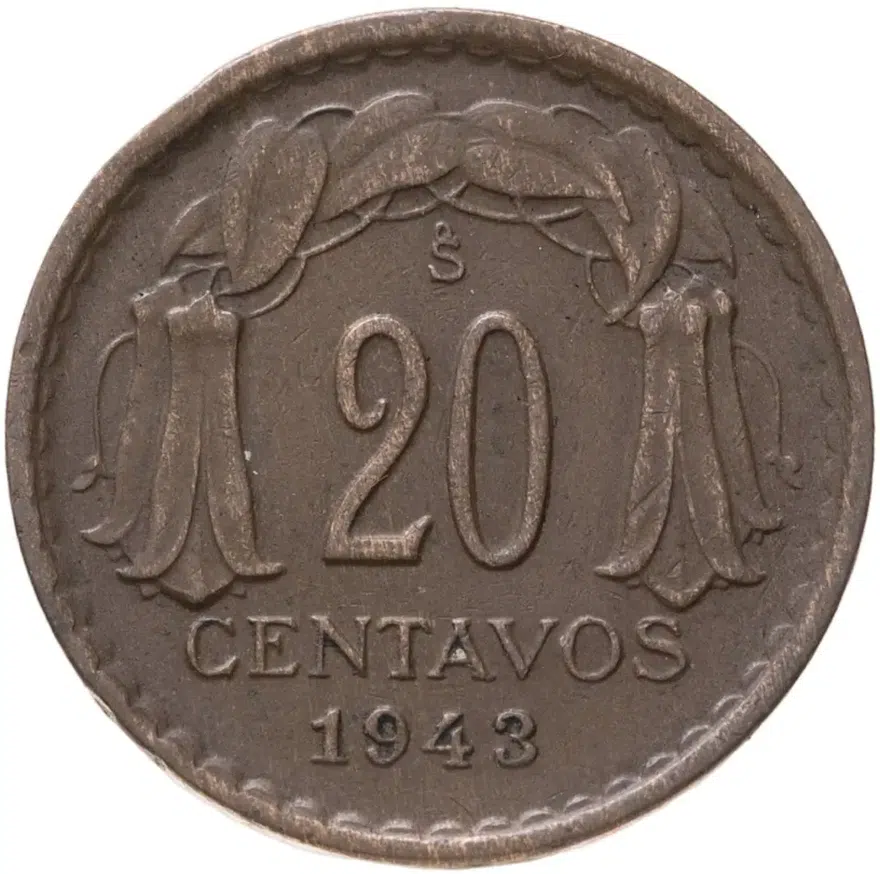 Чили 20 сентаво (centavos) 1943