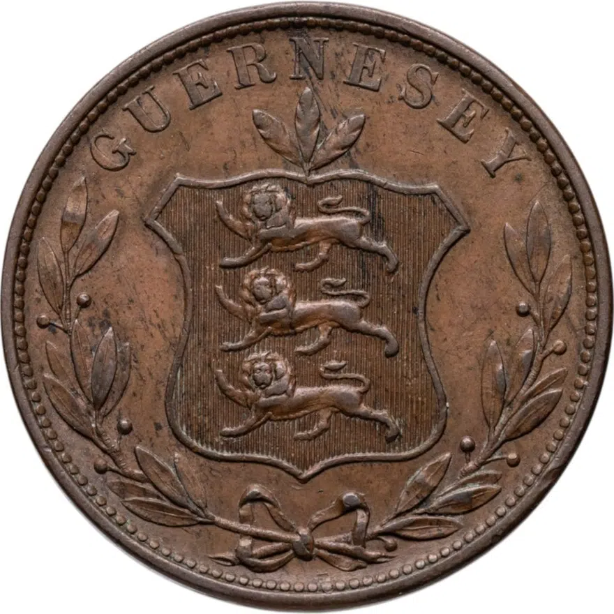 Гернси 8 дублей 1858, реверс