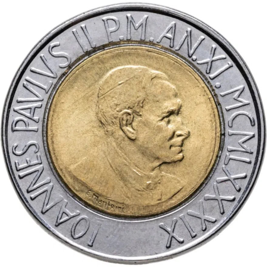Ватикан 500 лир (lire) 1989, реверс