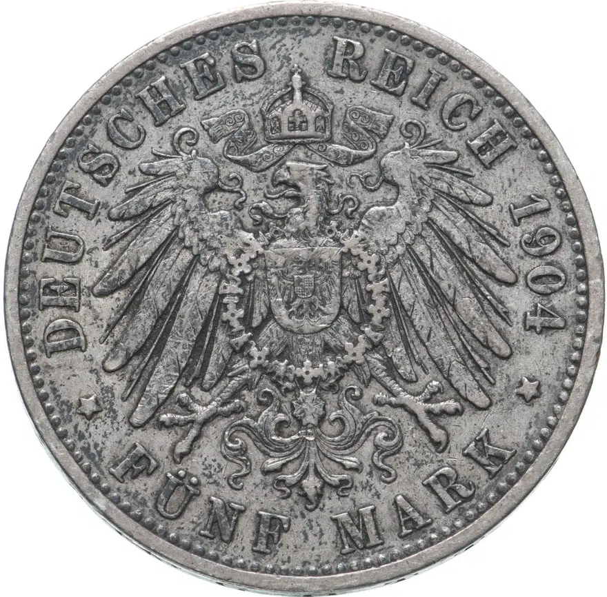 Германия (Империя) 5 марок (mark) 1904, реверс