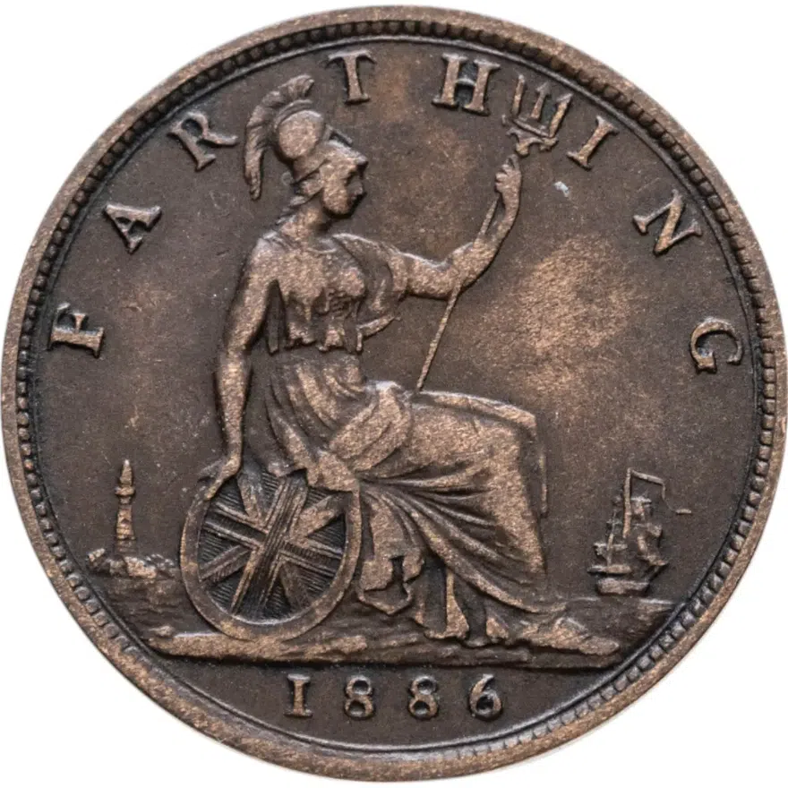 1 фартинг (farthing) 1886 Великобритания, реверс