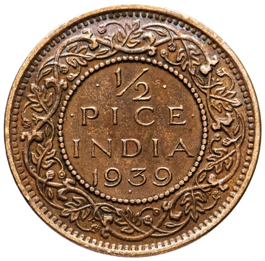 Индия (Британская) 1/2 пайса 1939, реверс