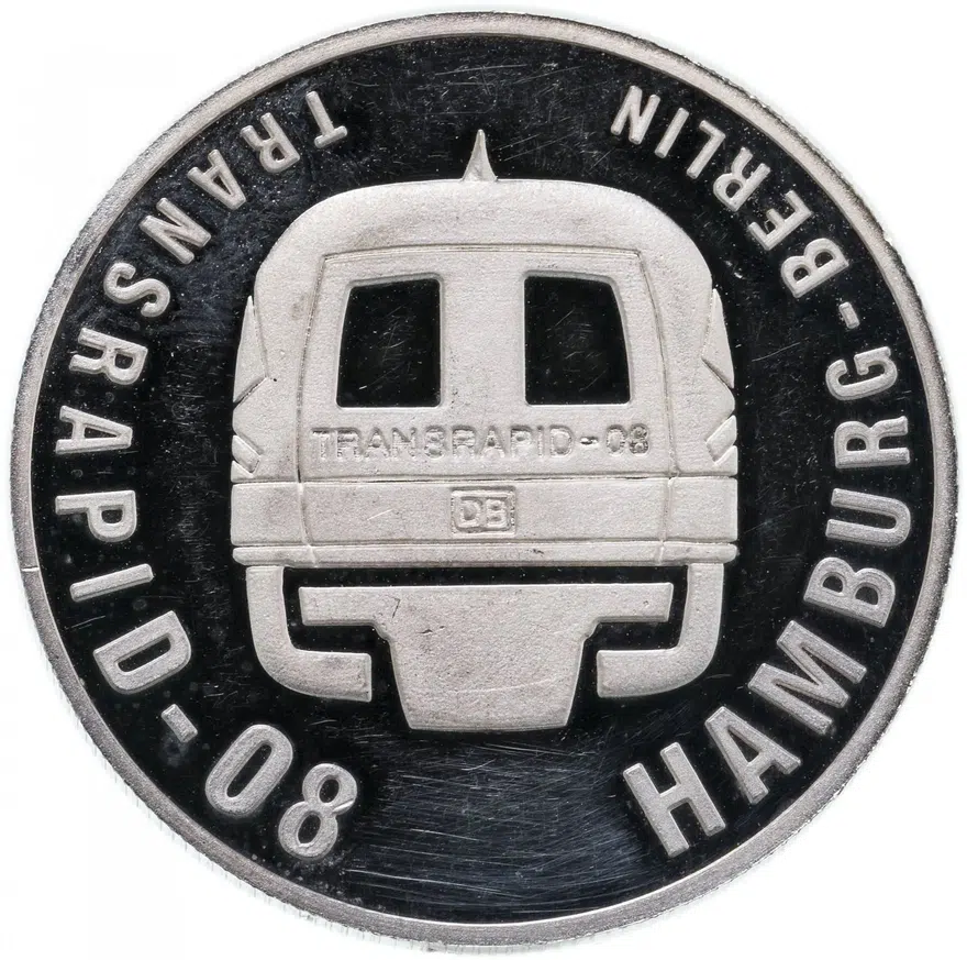 Либерия 10 долларов (dollars) 1999  Transrapid-08 - Гамбург-Берлин, аверс
