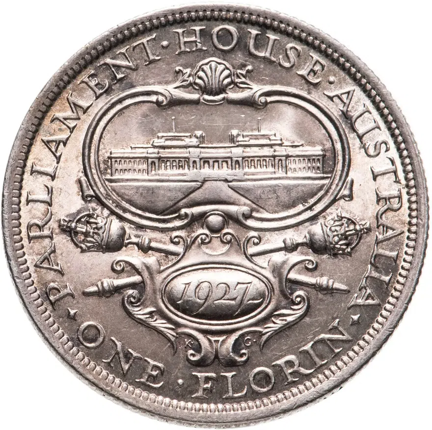 Австралия 2 шиллинга (флорин, shillings) 1927  Открытие здания парламента в Канберре