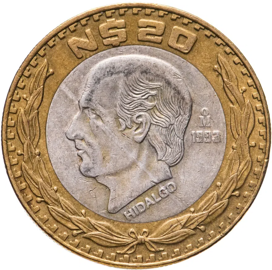 Мексика 20 новых песо (nuevos pesos) 1993, аверс