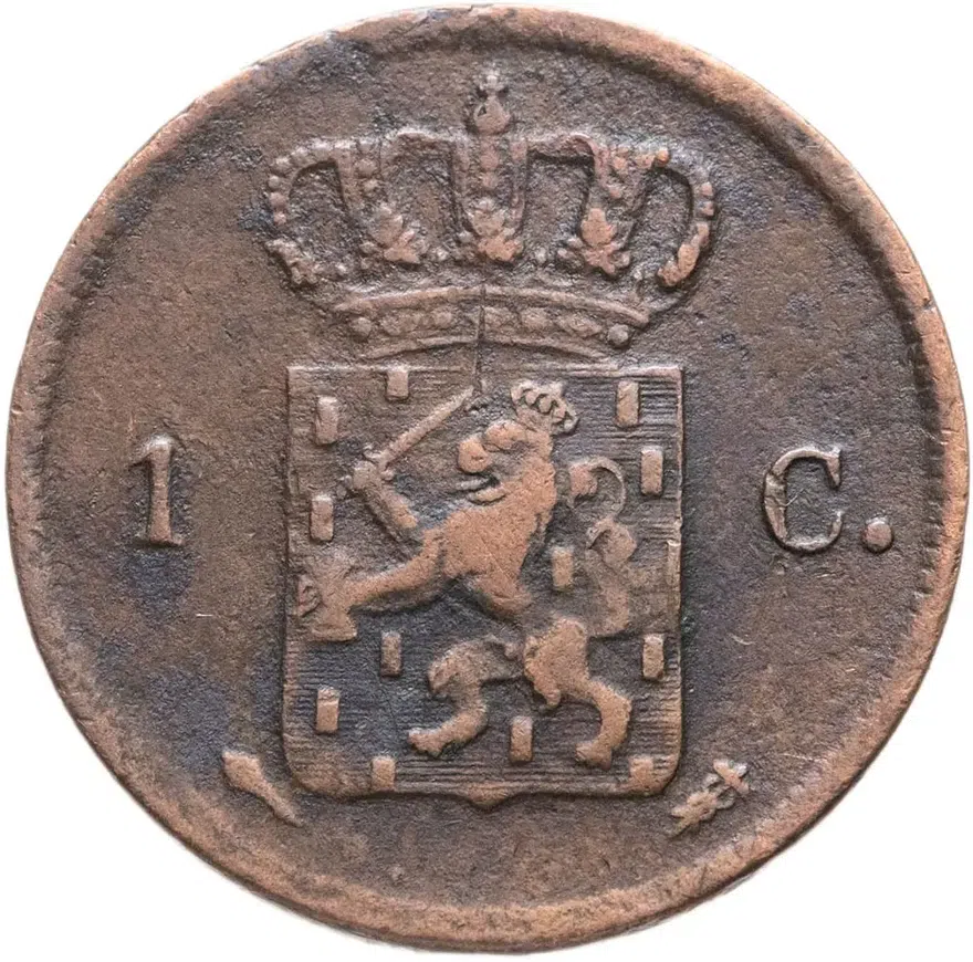 Нидерланды 1 цент (cent) 1827   Без отметки монетного двора, реверс