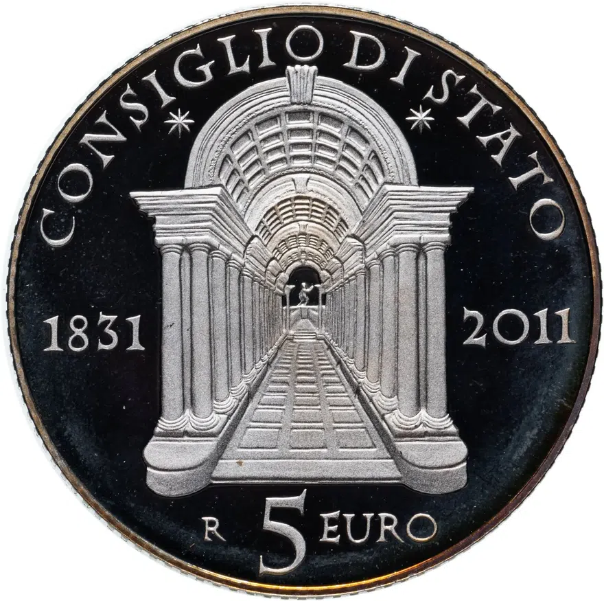 Италия 5 евро (euro) 2011  180 лет Государственному совету, реверс