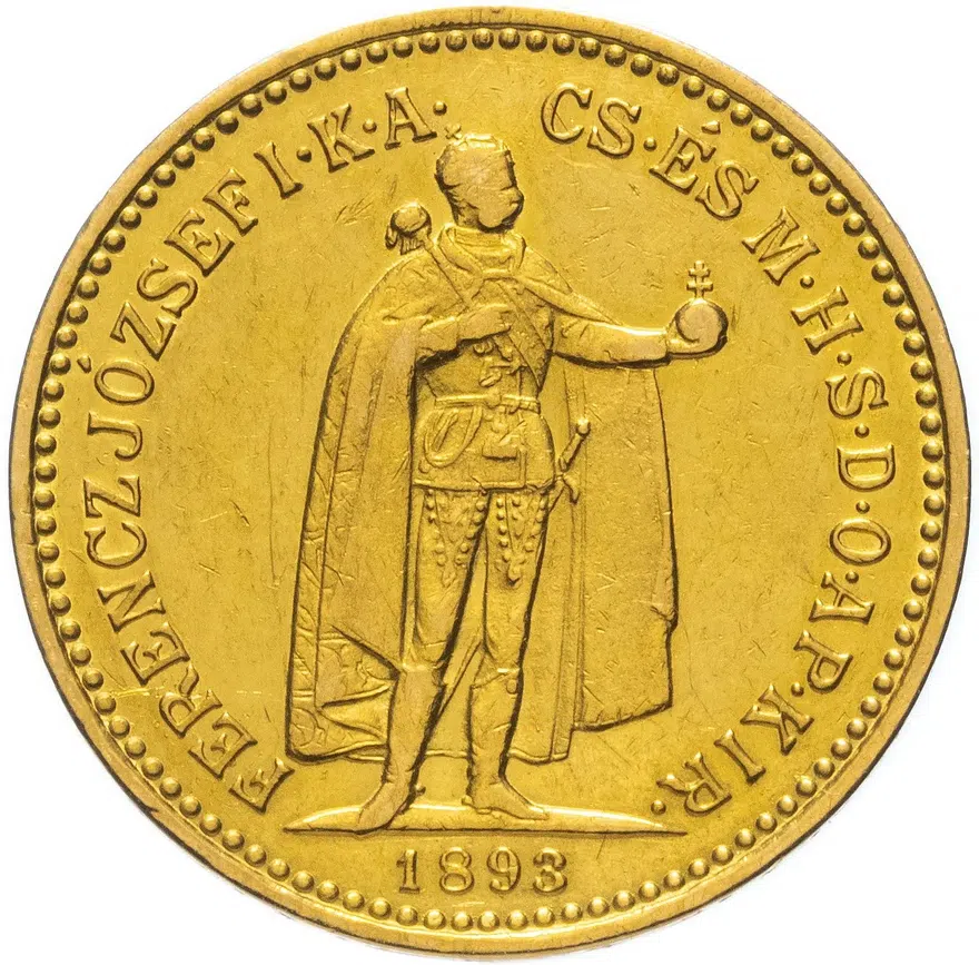 Венгрия 10 крон (korona) 1893, аверс