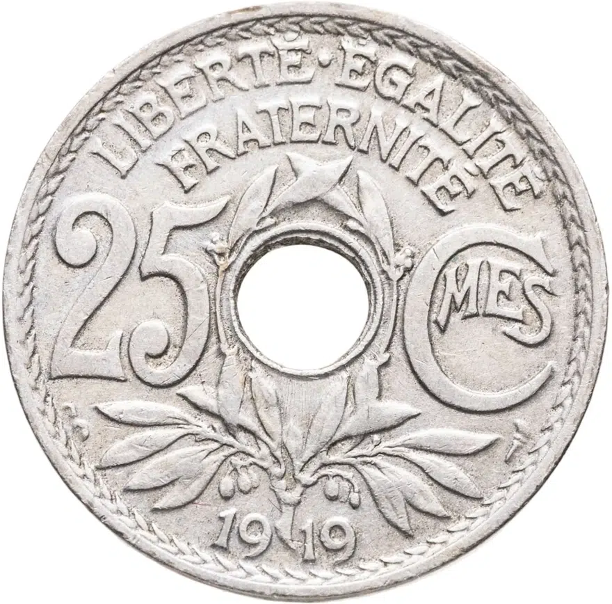 Франция 25 сантимов (centimes) 1919