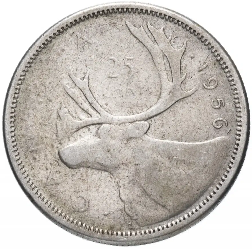 Канада 25 центов (cents) 1956, аверс