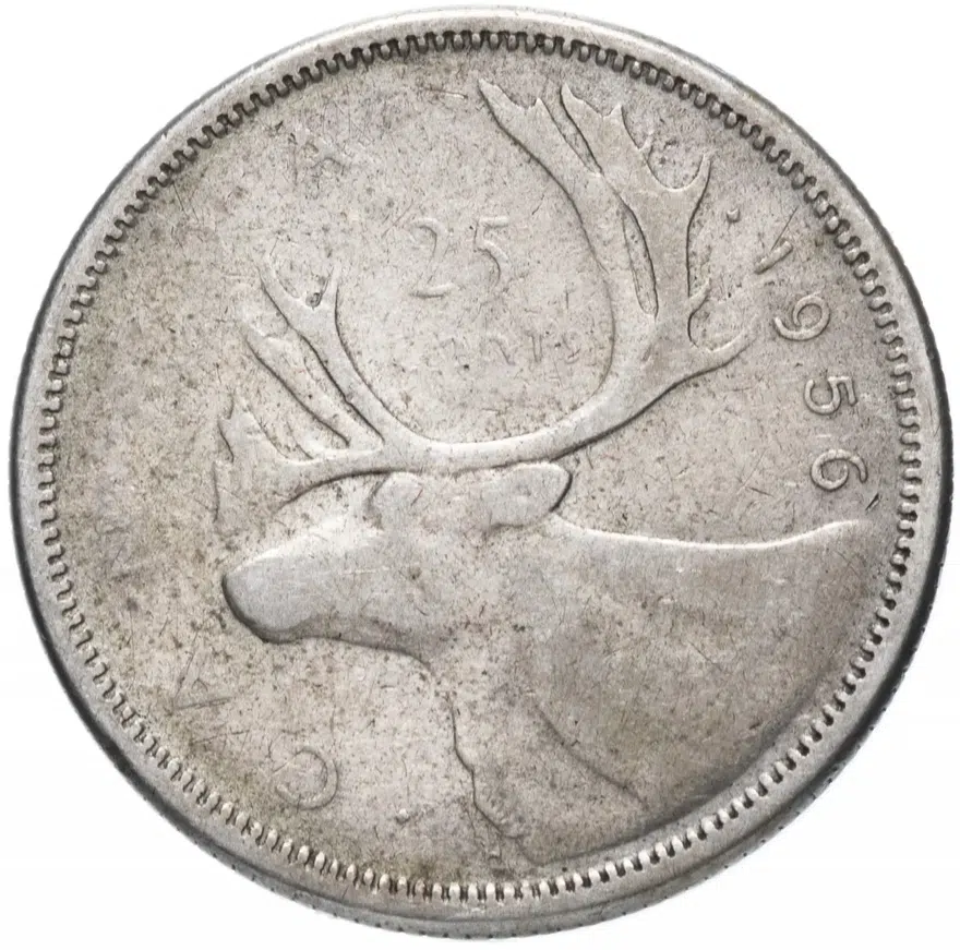 Канада 25 центов (cents) 1956, реверс