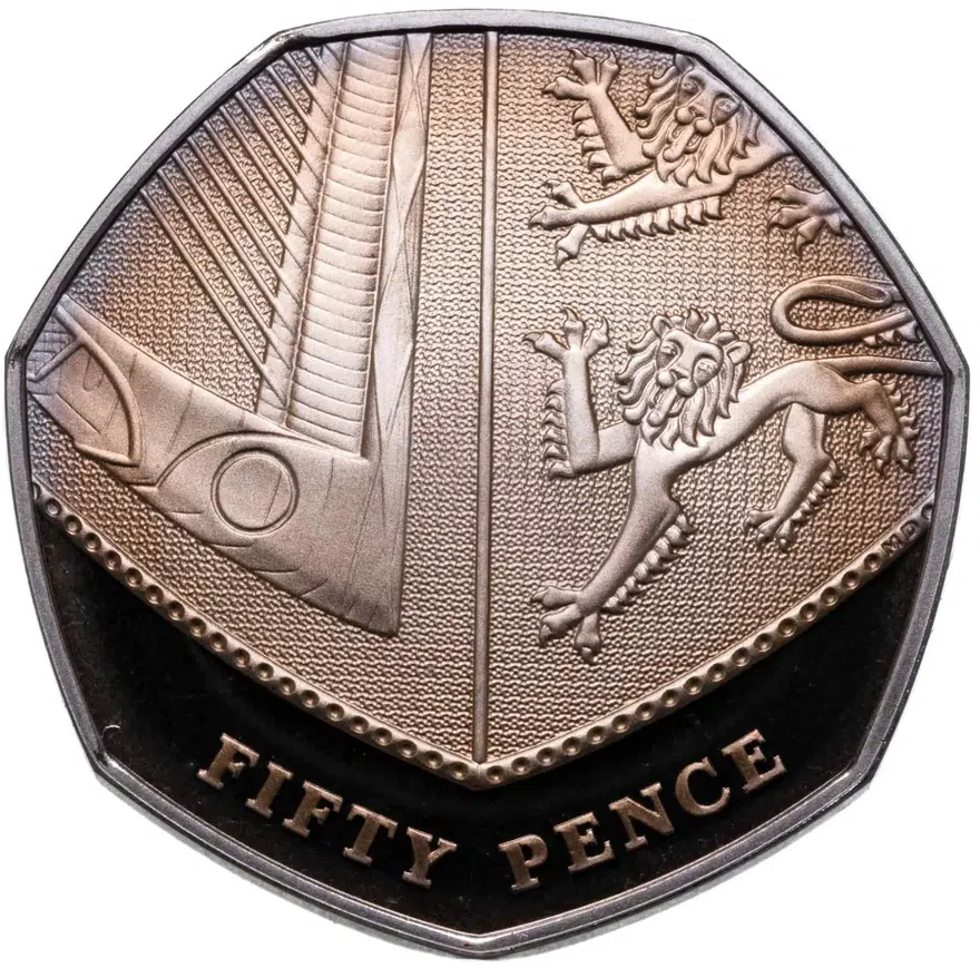 Великобритания 50 пенсов (pence) 2013, аверс