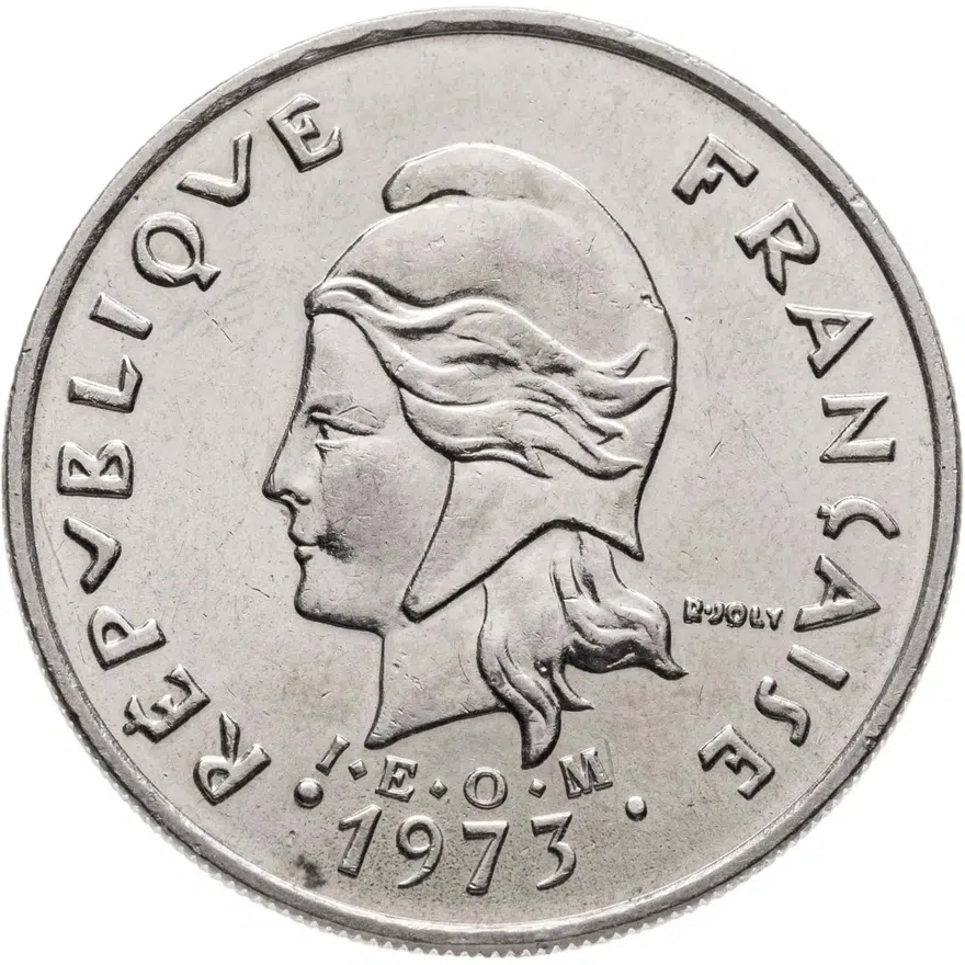 Французская Полинезия 20 франков (francs) 1973, реверс