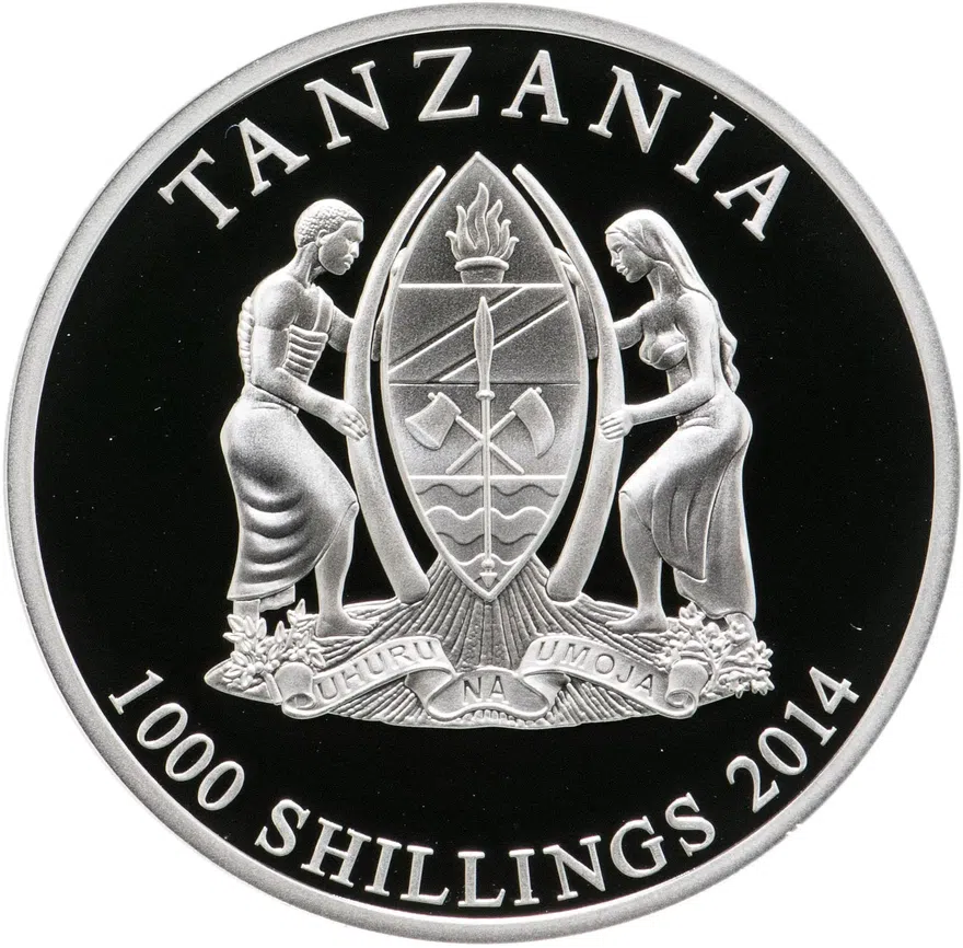 Танзания 1000 шиллингов (shillings) 2014  С днём рождения! В подарочном футляре с детской погремушкой, реверс