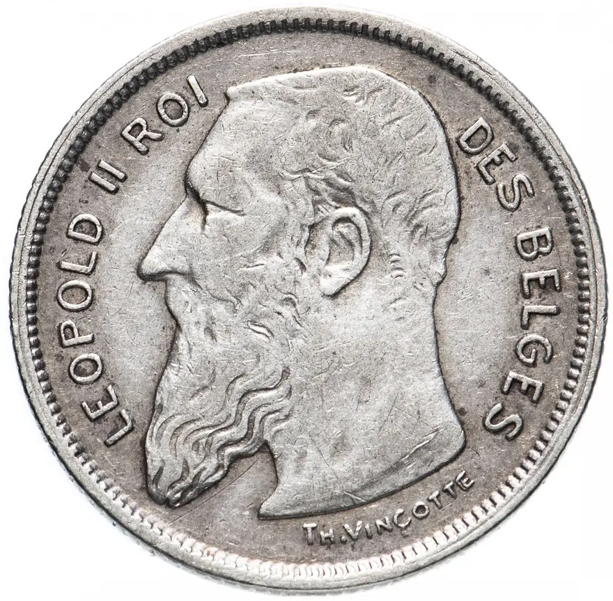 Бельгия 2 франка (francs) 1909 Надпись на французском - 'DES BELGES', реверс