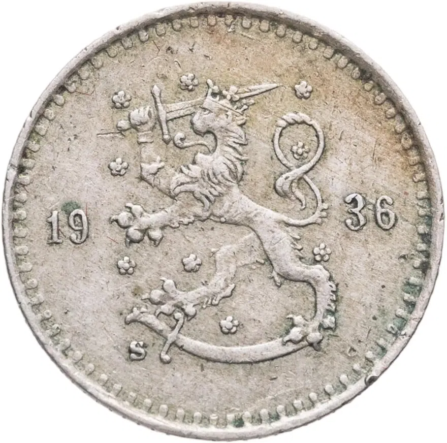 Финляндия 25 пенни (pennia) 1936, реверс