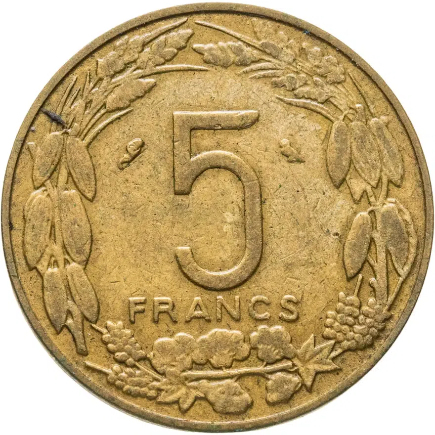 Экваториальная Африка и Камерун 5 франков (francs) 1965, аверс