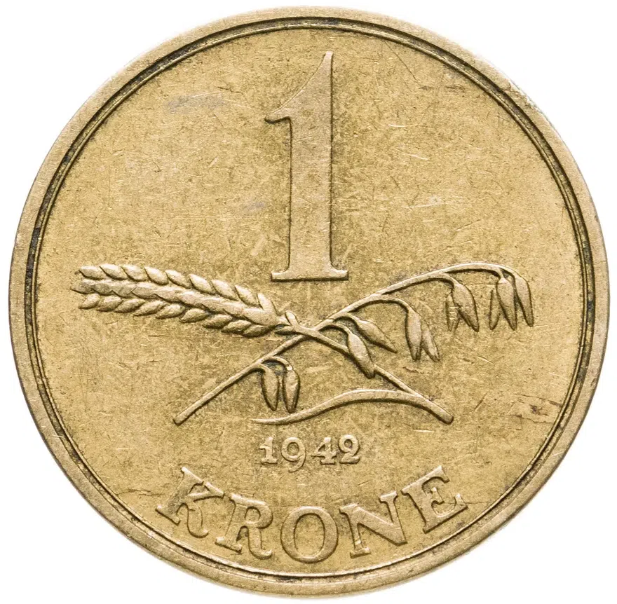 Дания 1 крона (crown) 1942, реверс