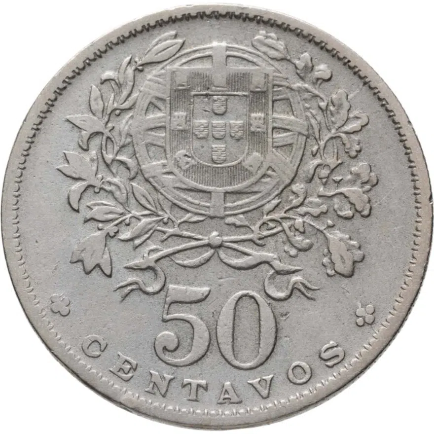 Португалия 50 сентаво (centavos) 1927, реверс