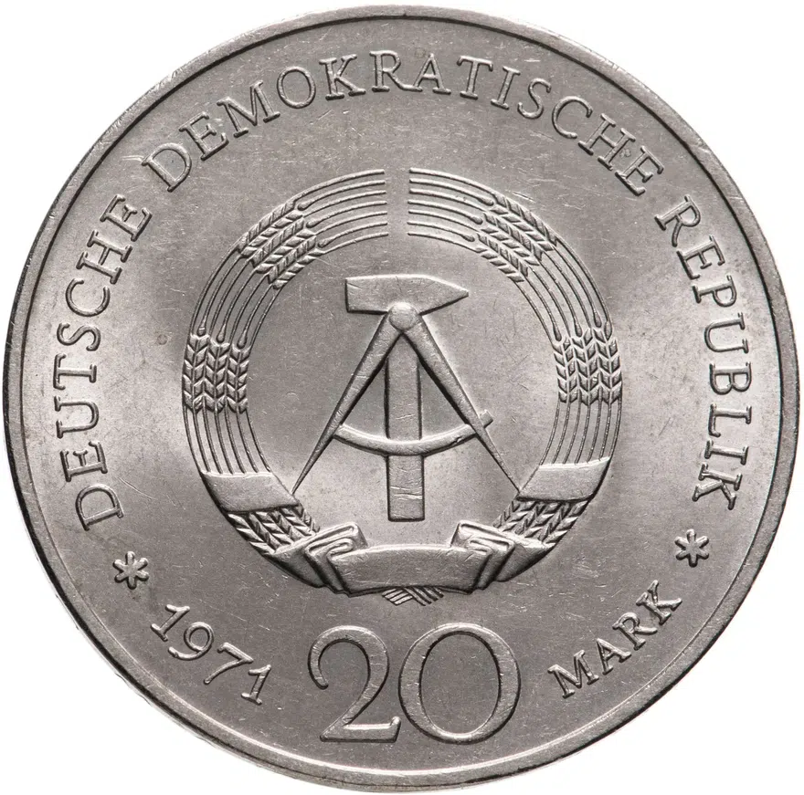 Германия (ГДР) 20 марок (mark) 1971  100 лет со дня рождения Генриха Манна