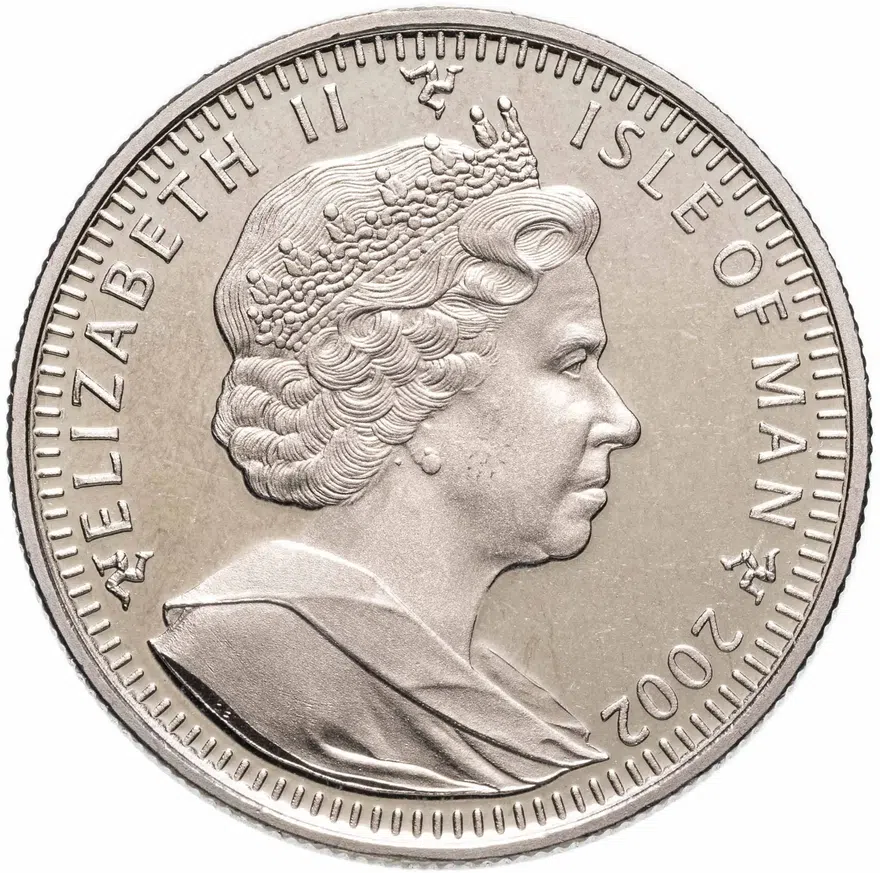 Остров Мэн 1 крона (crown) 2002  Чемпионат мира по футболу 2002, Япония-Корея /мяч справа/, реверс