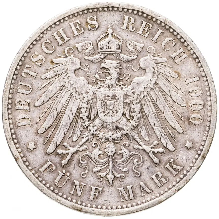 Германия (Германская империя), Пруссия 5 марок (mark) 1900 A, реверс