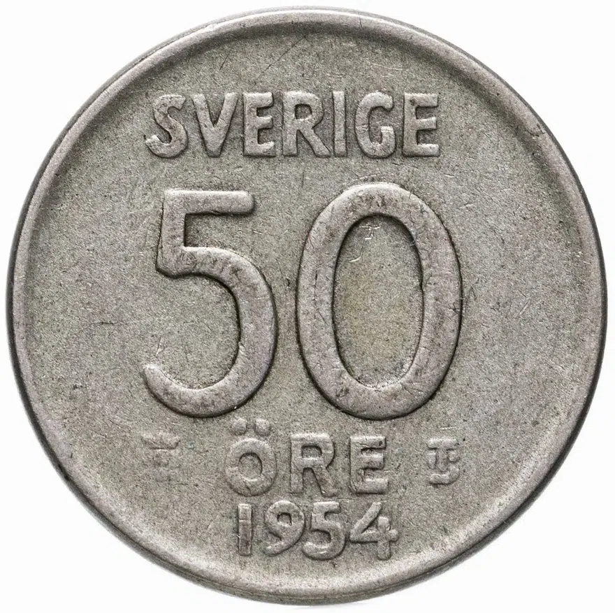 Швеция 50 эре (ore) 1954, аверс
