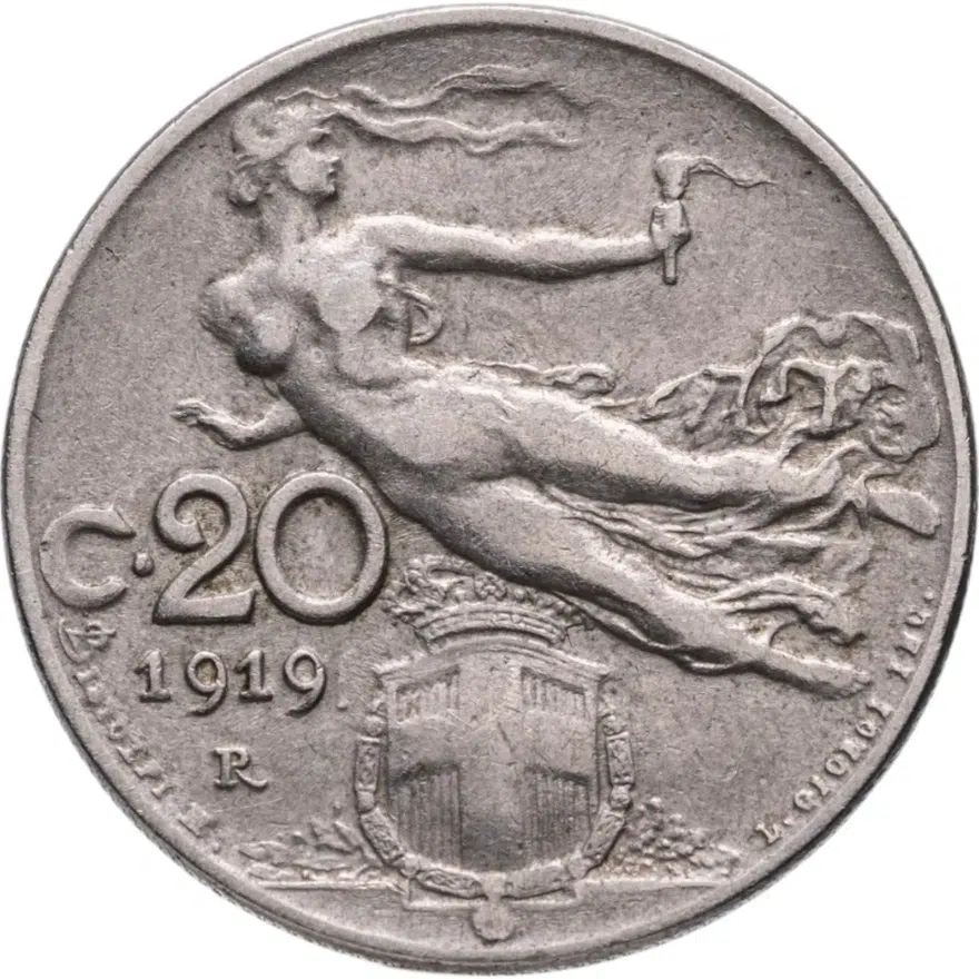 Италия 20 чентезимо (centesimi) 1919, аверс